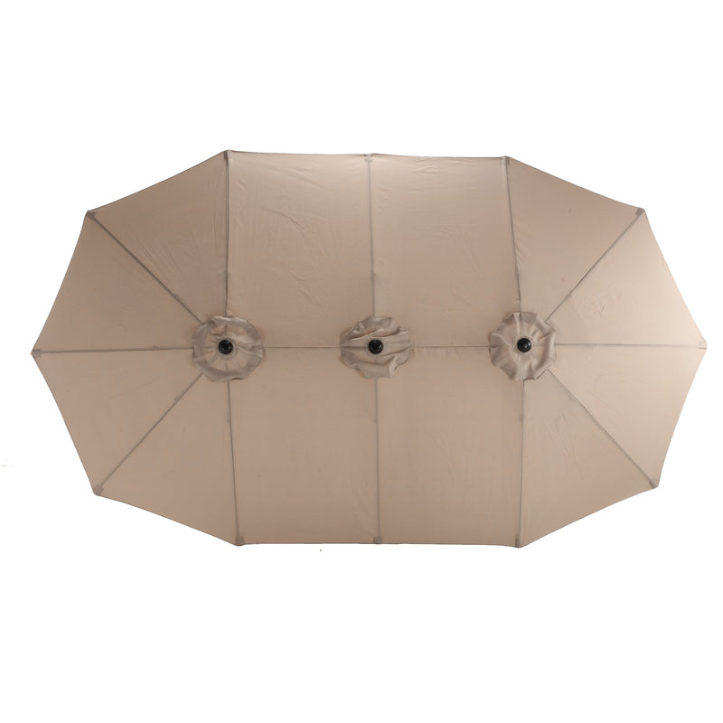 14.8 Ft Double Sided Outdoor Umbrella Rectangular Large with Crank (khaki)