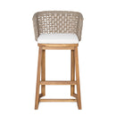 Outdoor Acacia Wood Bar Stools with Cushions (Set of 4)