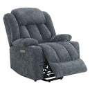 Omarion - Power Recliner With Lift, Heating & Massage - Blue Chenille by Unique Piece Furniture