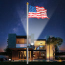 600W Aluminum Flag Pole Light Solar Powered 12 Ultra Bright LED 6000K White Adjustable Metal Clamp Fits 2-6" Diameter Flagpoles Outdoor Dusk to Dawn 100% Coverage Lights Black