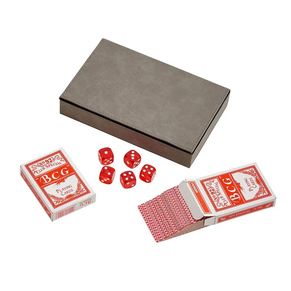 Leatherette 2 Card Deck Set, Grey 5" X 7.75", photo 5 of 6