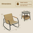 3 Piece Rocking Bistro Chairs and Side Table Set with Storage Bag-Brown by LJGDeals