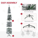 HOMCOM 9' Tall Unlit Snow-Flocked Slim Artificial Christmas Tree