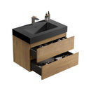 Alice - Natural Oak Bathroom Vanity With Sink, Large Storage Wall Mounted Floating Bathroom Vanity For Modern Bathroom, One-Piece Sink Basin Without Drain