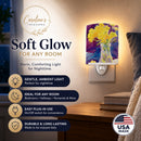 Flower Ceramic Night Light Compact, UL-Certified, Ideal for Bedroom, Bathroom, Nursery, Hallway, Kitchen, 6x4x3, Multicolor