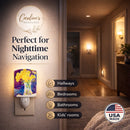Flower Ceramic Night Light Compact, UL-Certified, Ideal for Bedroom, Bathroom, Nursery, Hallway, Kitchen, 6x4x3, Multicolor