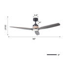 56 Inch Louise Downrod Mount LED Wood Blades Ceiling Fan with Remote Control