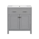 Bathroom Vanity With Ceramic Sink, Modern Single Bathroom Cabinet With 2 Doors And A Shelf, Soft Close Doors by HouseOfZazla
