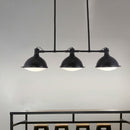 GobekUsa Symmetrical Island Pendant Light - Loft Style Metal Ceiling Lamp with Dome Shade - 3 Lights - Black/White