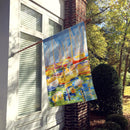 Boats at Harbour Pier  Flag Canvas House Size