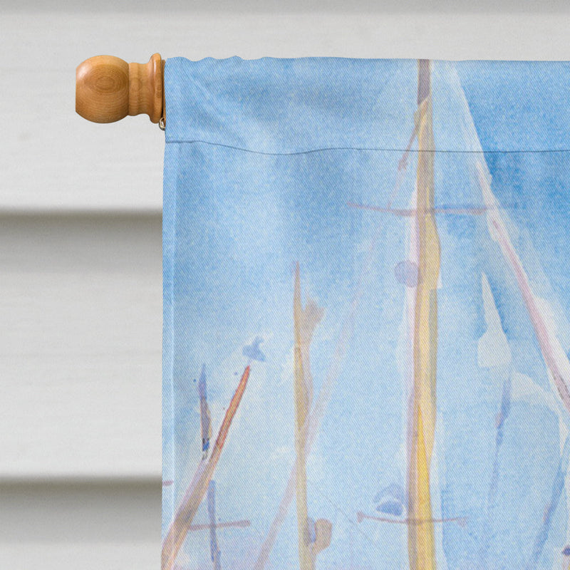 Boats at Harbour Pier  Flag Canvas House Size