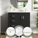 Ceramic Sink Combo, Freestanding Vanity Set With 3 Drawers & Soft Closing Doors by Unique Piece Furniture