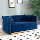 Contemporary Vertical Channel Tufted Sofa Loveseat Modern Upholstered Couch For Living Room With 2 Pillows by HouseOfZazla