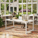 Executive Desk, Large Office Computer Workstation With Thick Frame - White by HouseOfZazla