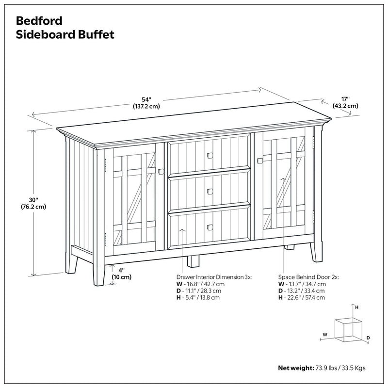 Bedford - Sideboard Buffet - White, photo 3 of 10