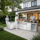 Outdoor Kitchen Island 95.8 Inch 6+1 Burner Propane Gas BBQ Grill 95500 BTU 304 Stainless Steel by HouseOfZazla