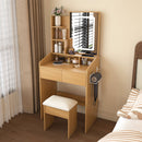 Vanity Table With LED Mirror, Power Outlet, Hairdryer Holder & Padded Stool by HouseOfZazla