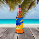 Big orange Tabby cat on the fence Slim Can Hugger , Insulated Foam Hugger for 12 oz Slim Cans, Beer Bottles & Water Bottles, Printed in USA