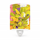 Flower Ceramic Night Light Compact, UL-Certified, Ideal for Bedroom, Bathroom, Nursery, Hallway, Kitchen, 6x4x3, Multicolor