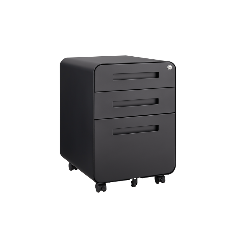 3 Drawer Mobile File Cabinet Under Desk Office,Simple Style Versatile Storage Cabinet for Legal/Letter/A4 Files, 5 Wheel Design Anti-Tilting Cold Rolled Steel Waterproof Moisture-Proof Black
