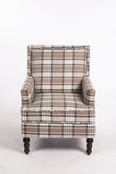 Upholstered Accent Chair with Brown Linen Fabric and Nailhead Trim by HouseOfZazla