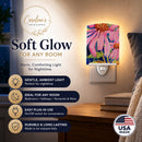Flower - Coneflower Ceramic Night Light Compact, UL-Certified, Ideal for Bedroom, Bathroom, Nursery, Hallway, Kitchen, 6x4x3, Multicolor