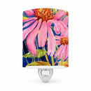 Flower - Coneflower Ceramic Night Light Compact, UL-Certified, Ideal for Bedroom, Bathroom, Nursery, Hallway, Kitchen, 6x4x3, Multicolor