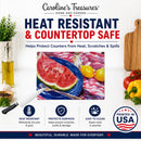 Watermelon Cutting Board Tempered Glass Kitchen Cutting Surface, Heat Resistant Chopping, Non-Slip Feet, Food Prep & Serving