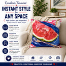 Watermelon Decorative Throw Pillow 14x14 Indoor Outdoor Accent Cushion, Fabric Cover with Insert for Sofa, Bed, Porch & Living Room