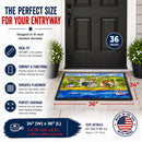 Harbour Scene with Sailboat Doormat Indoor Outdoor 24H X 36W Front Door Mat Rugs for Entryway, Non Slip Washable Low Pile,