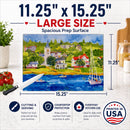 Harbour Scene with Sailboat Cutting Board Tempered Glass Kitchen Cutting Surface, Heat Resistant Chopping, Non-Slip Feet, Food Prep & Serving
