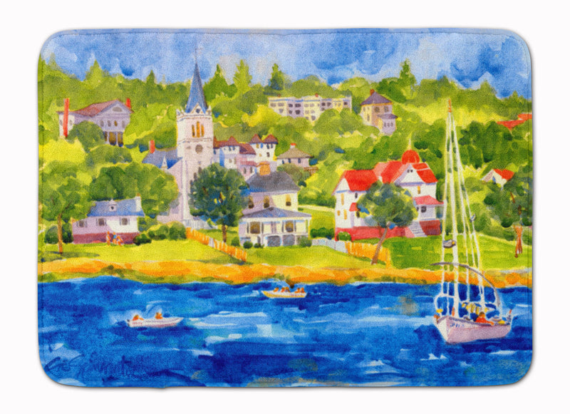 Harbour Scene with Sailboat Machine Washable Memory Foam Mat 6031RUG