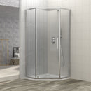 Diamond Shaped Corner Shower Door, Inward Sliding, Stainless Steel Frame by HouseOfZazla