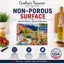 Seaside Beach Cottage Cutting Board Tempered Glass Kitchen Cutting Surface, Heat Resistant Chopping, Non-Slip Feet, Food Prep & Serving