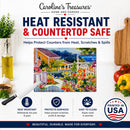 Seaside Beach Cottage Cutting Board Tempered Glass Kitchen Cutting Surface, Heat Resistant Chopping, Non-Slip Feet, Food Prep & Serving