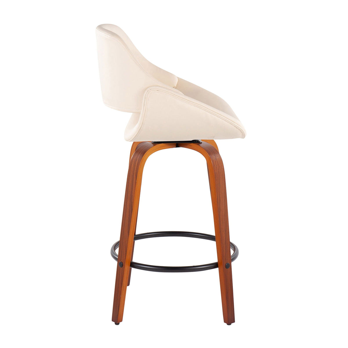 Fabrico - Mid Century Modern Fixed Height Counter Stool And Round Footrest (Set of 2), photo 6 of 15