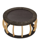 Vintage Rattan Solid Wood Round Coffee Table