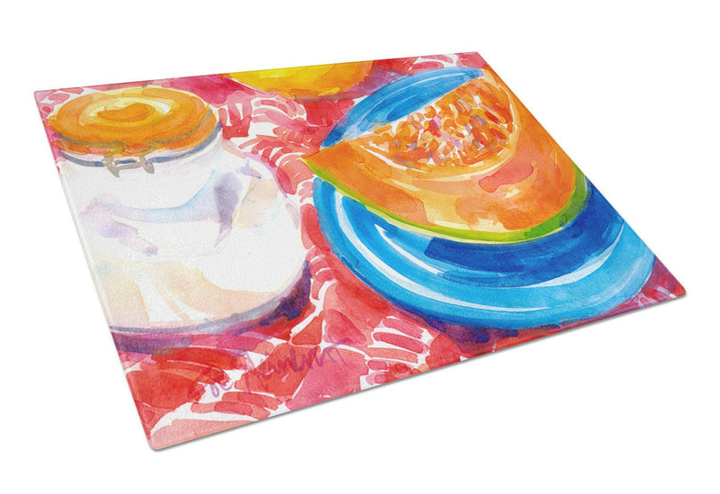 A Slice of Cantelope  Glass Cutting Board Large