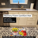 Apples, Plums and Grapes with Flowers Memory Foam Kitchen Mat Machine Washable Anti-Fatigue Cushion Comfort Bath or Kitchen Rug