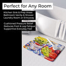 Apples, Plums and Grapes with Flowers Memory Foam Kitchen Mat Machine Washable Anti-Fatigue Cushion Comfort Bath or Kitchen Rug