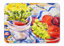 Apples, Plums and Grapes with Flowers Memory Foam Kitchen Mat Machine Washable Anti-Fatigue Cushion Comfort Bath or Kitchen Rug