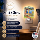 Seaside Ceramic Night Light Compact, UL-Certified, Ideal for Bedroom, Bathroom, Nursery, Hallway, Kitchen, 6x4x3, Multicolor