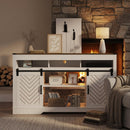 TV Stand With Sliding Barn Doors And Adjustable Storage - White / Oak by HouseOfZazla