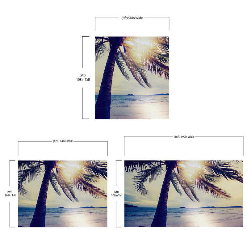 Beach Palm Tree Coastline Sunset Wall Mural