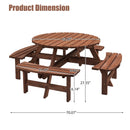 8 Person Wooden Picnic Table Outdoor Camping Dining Table with Seat by HouseOfZazla