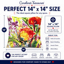 Flower Decorative Throw Pillow 14x14 Indoor Outdoor Accent Cushion, Fabric Cover with Insert for Sofa, Bed, Porch & Living Room