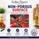 Red Flowers and berries Cutting Board Tempered Glass Kitchen Cutting Surface, Heat Resistant Chopping, Non-Slip Feet, Food Prep & Serving