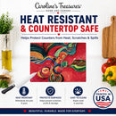Red Flowers and berries Cutting Board Tempered Glass Kitchen Cutting Surface, Heat Resistant Chopping, Non-Slip Feet, Food Prep & Serving