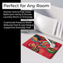 Red Flowers and berries Memory Foam Kitchen Mat Machine Washable Anti-Fatigue Cushion Comfort Bath or Kitchen Rug