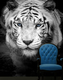 Tiger Stare Down Large Mural (Black and White)